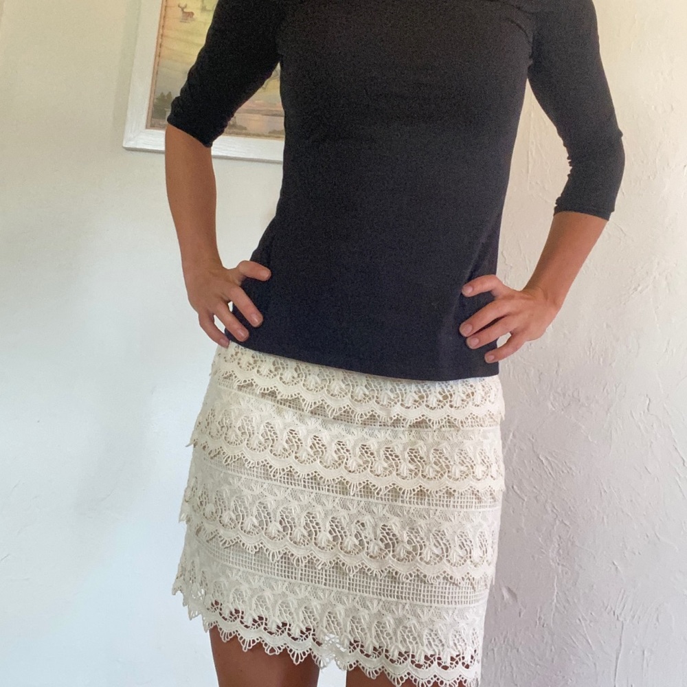 White lace skirt